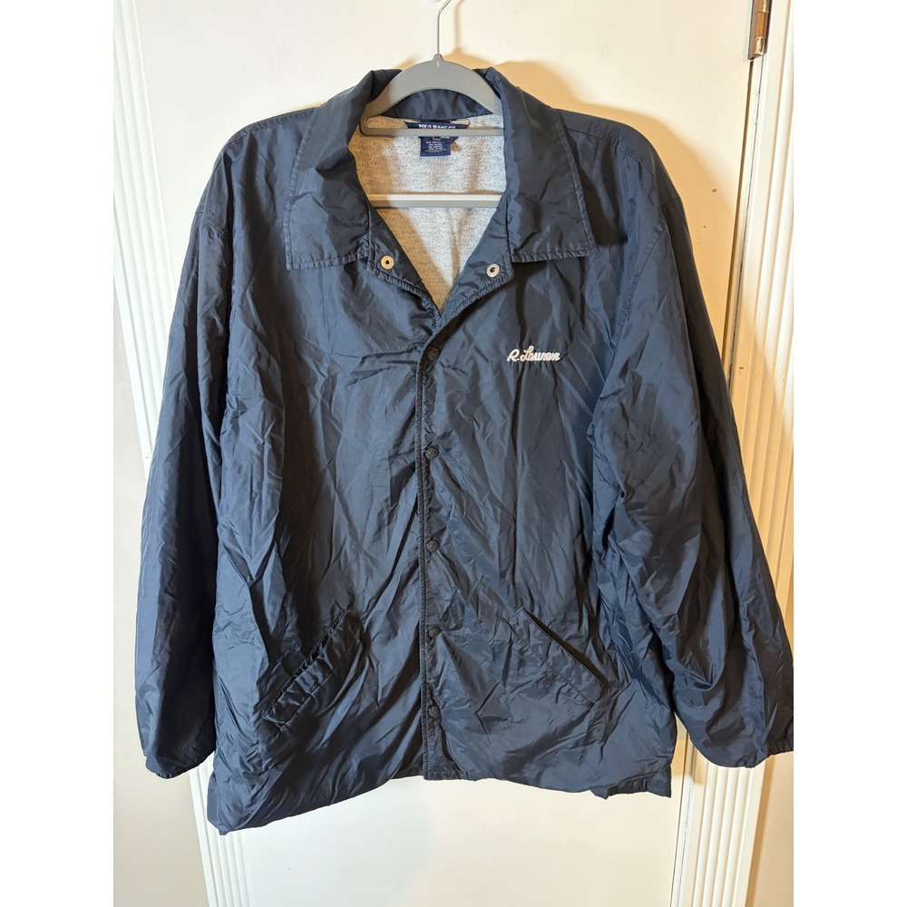 Polo Jeans Co Ralph Lauren Mens Coaches Jacket Navy Blue Large Vintage Logo